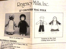 22'' COUNTRY BLACK/ AMISH BOY/ GIRL RAG DOLL PATTERN, DOLL BODY KIT
